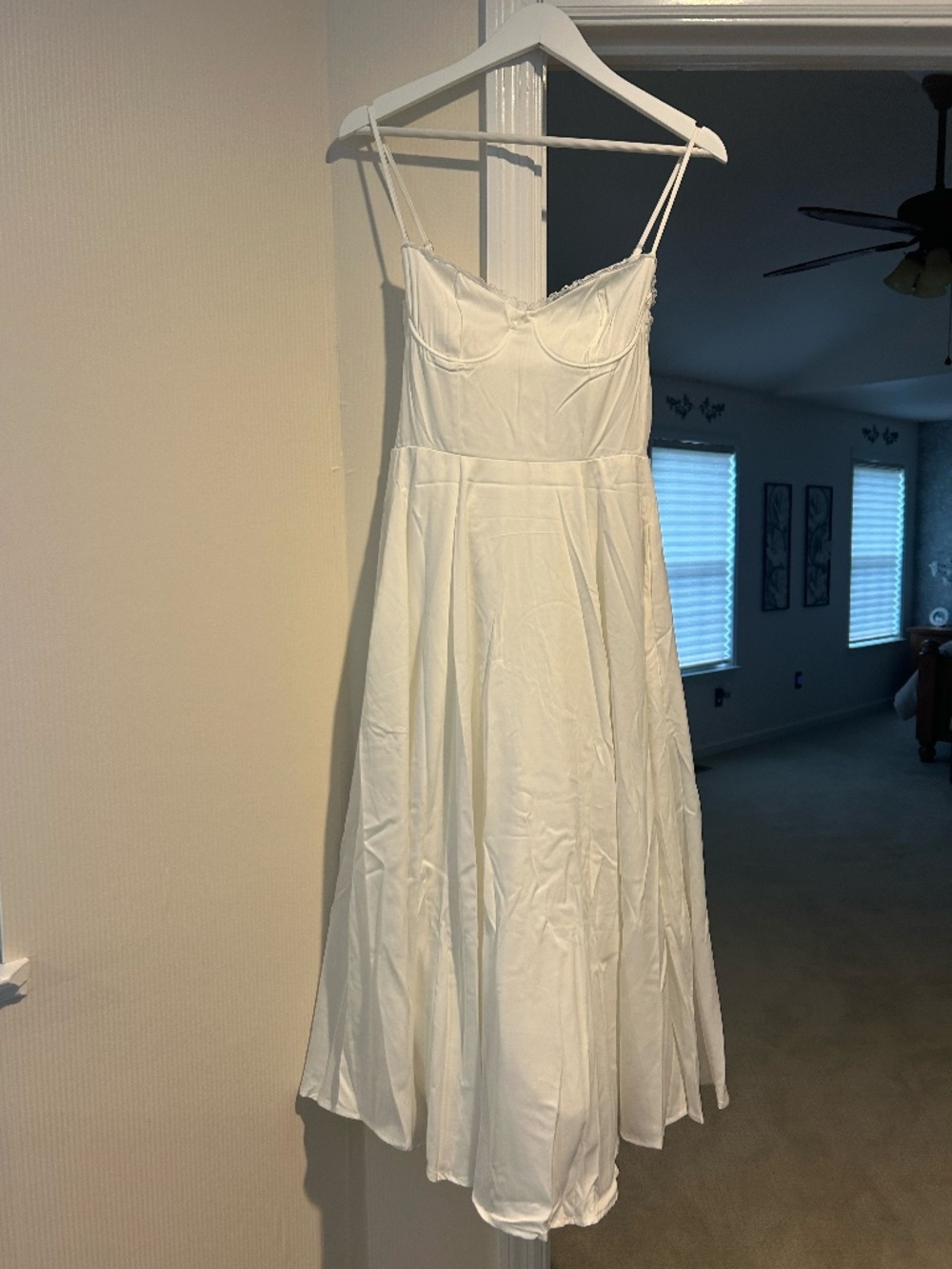 Almond Muse White Midi Dress